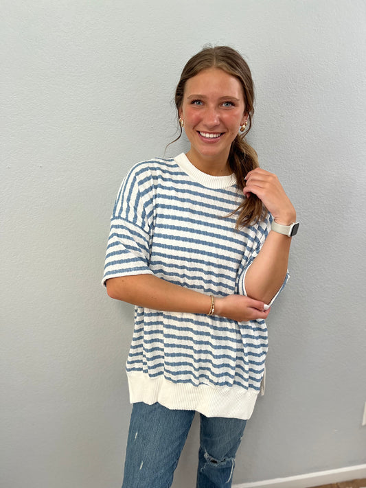 LILLY OVERSIZED BUBBLE STRIPE TUNIC