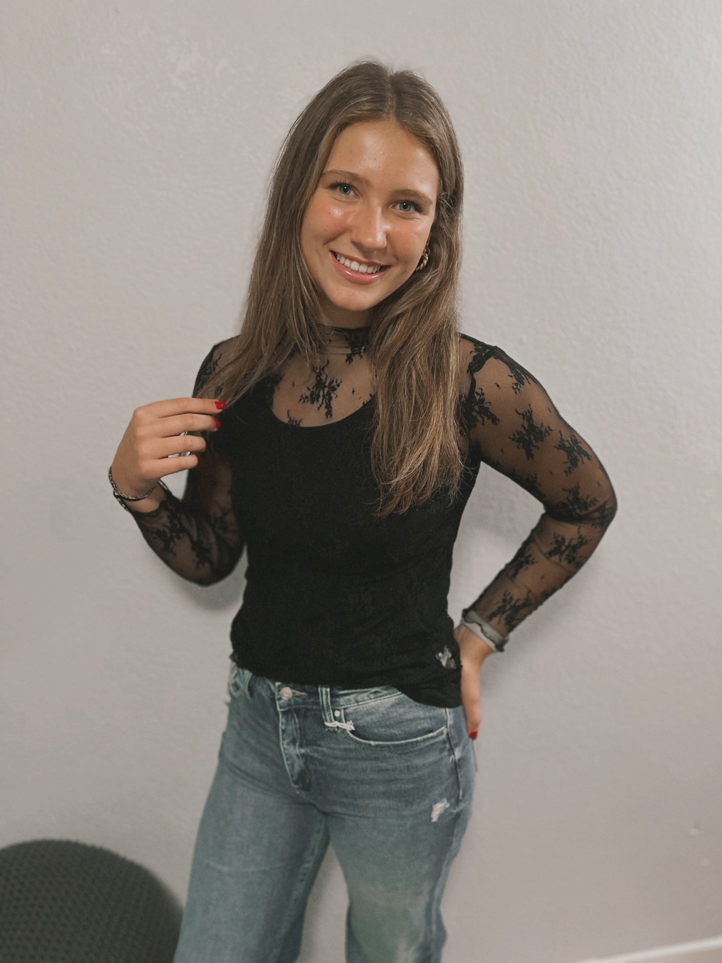 Black Lace Layering Top