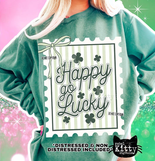 Happy go Lucky stamp crewneck