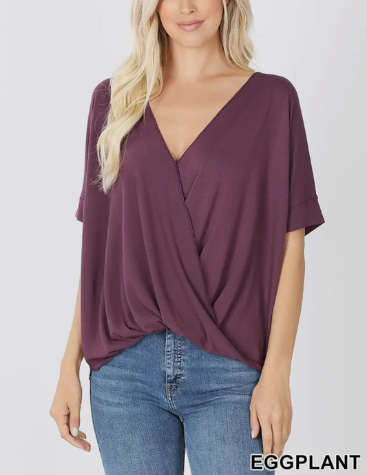Eggplant Crepe Layered Draped
Front Top