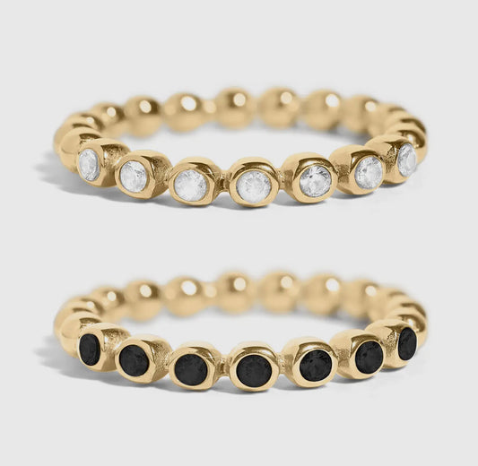 Beaded Stacking Rings - gold trim