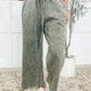 In or Out Wide Leg Cropped Pants Lt Olive