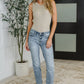 Mallory Mid Rise Bleach Wash Boyfriend Jeans