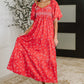 Petals & Promises V-Neck Dress in Red Multi