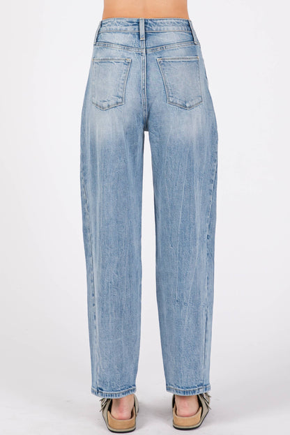 HARPER SIDE SEAM DETAILING HIGH RISE COMFORT BARREL JEANS