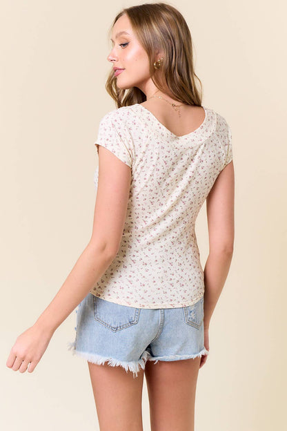 Floral Print Rib Tee