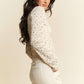 FLORAL PRINT MOCK NECK LONG SLEEVES KNIT TOP