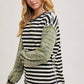 LAUREN STRIPE CONTRAST EXPOSED SEAM LOOSE FIT KNIT PULLOVER
