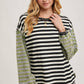 LAUREN STRIPE CONTRAST EXPOSED SEAM LOOSE FIT KNIT PULLOVER