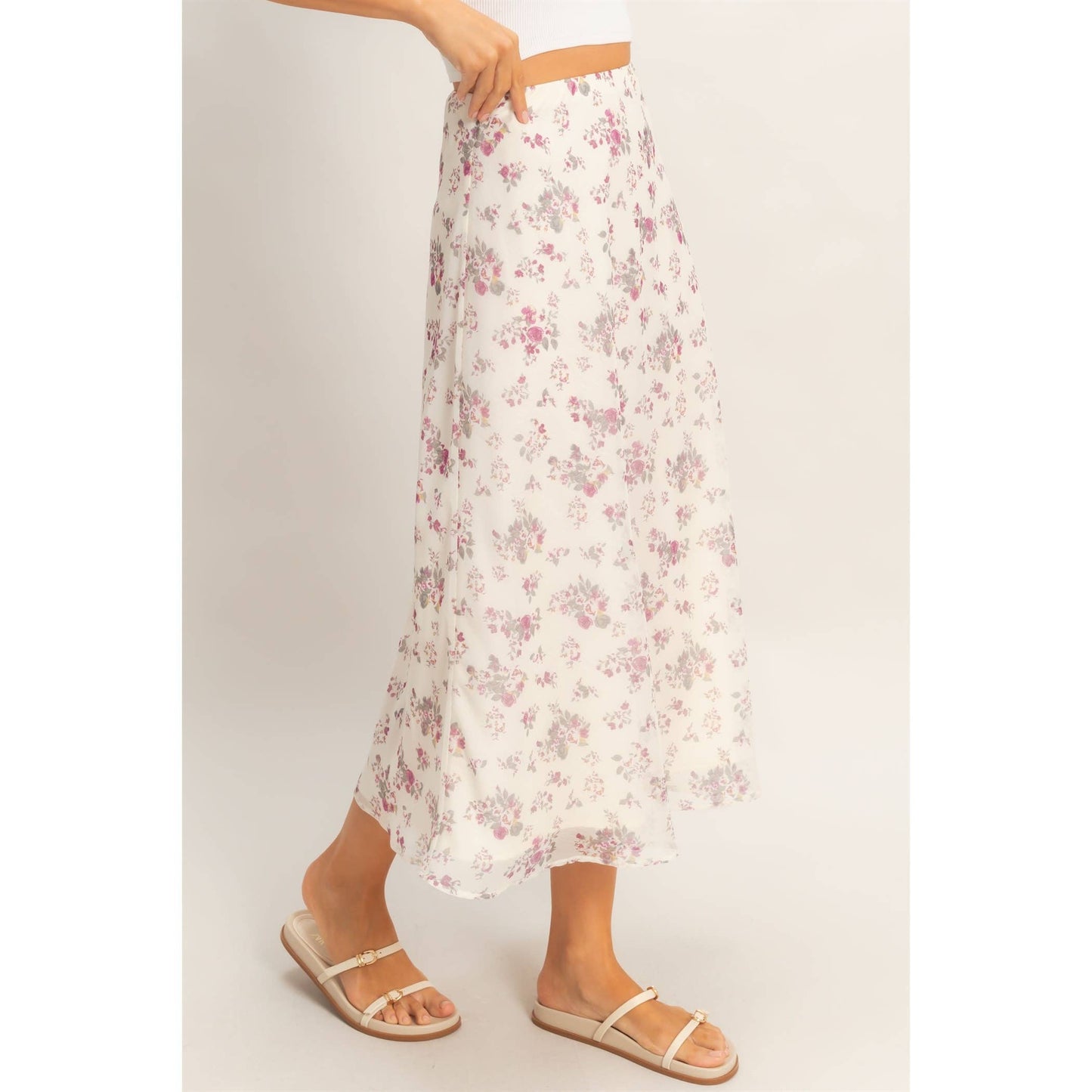 Floral Print Bias Skirt
