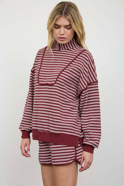 HALF ZIP STRIPE CONTRAST QUARTER ZIP