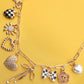 CHARM NECKLACE-BOW CHECKER HEART FLORAL