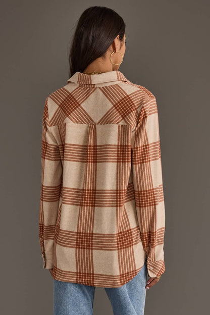 Cream & Rust Plaid Button Up