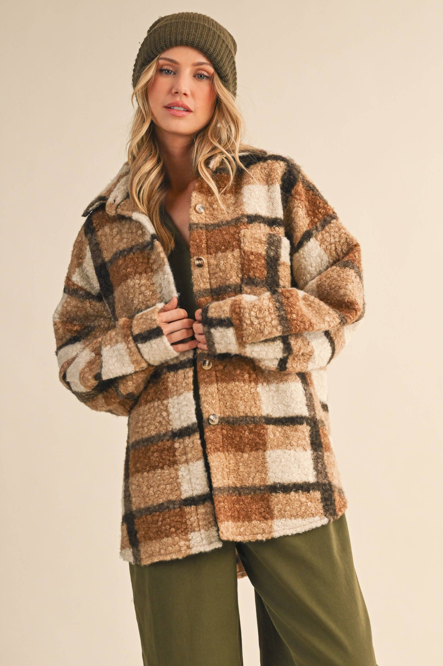 VIVIAN TEDDY PLAID OVERSIZED SHACKET