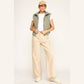 OLIVE CHEVRON QUILTED CROPPED PADDED VEST