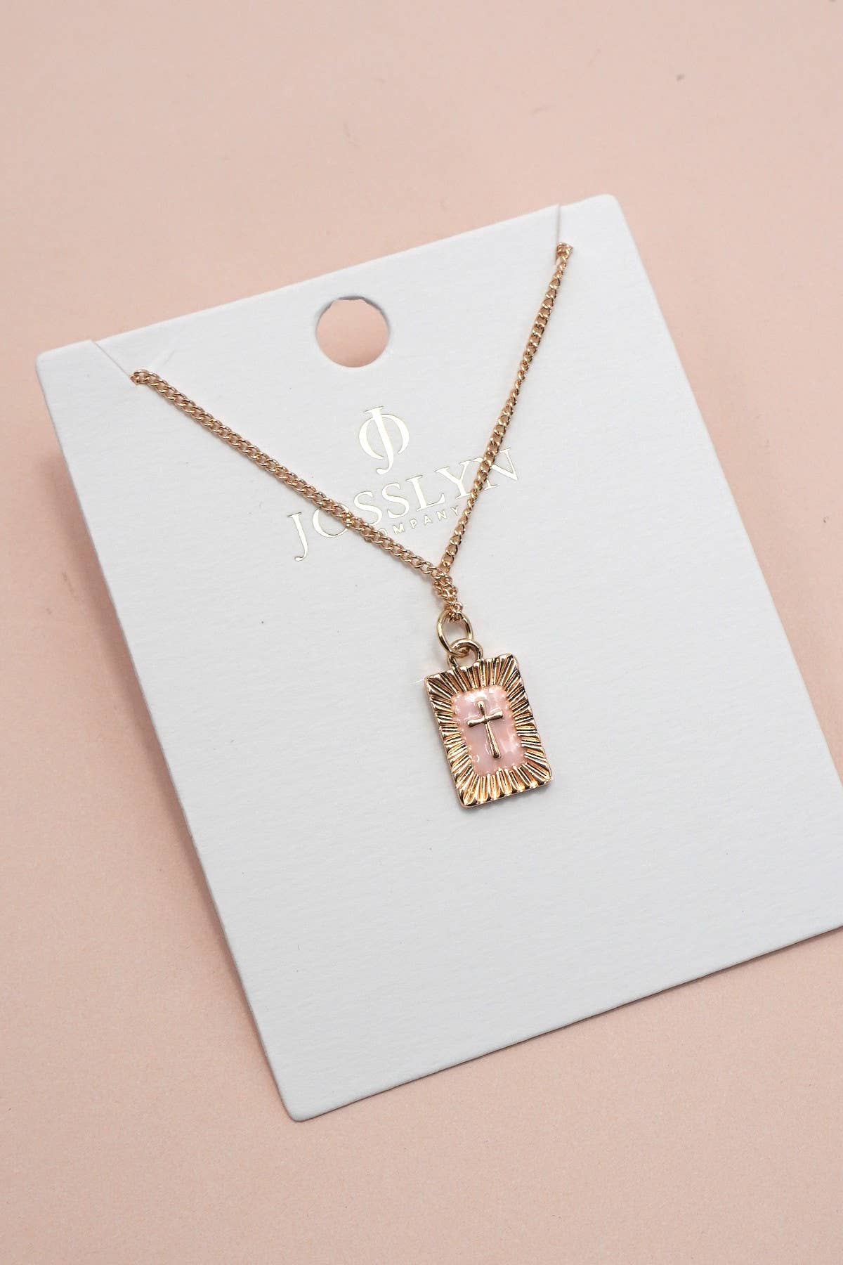 SUNBURST SQUARE CROSS PENDANT NECKLACE