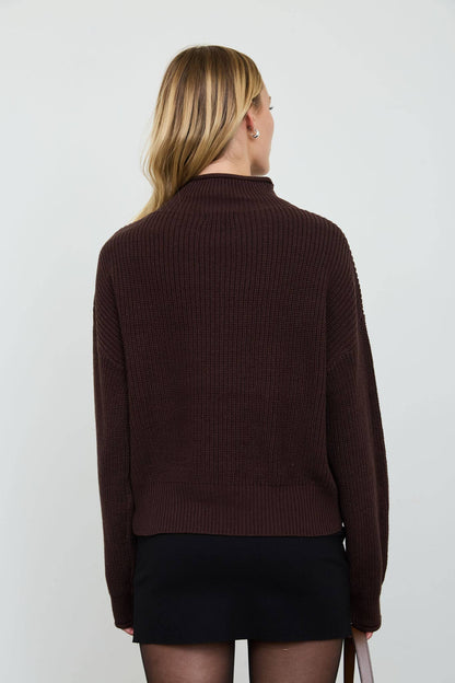 RIBBED MOCK NECK KNIT SWEATER