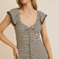 SWEETHEART FRONT TIE WITH LACE TIRM STRIPE DRESS