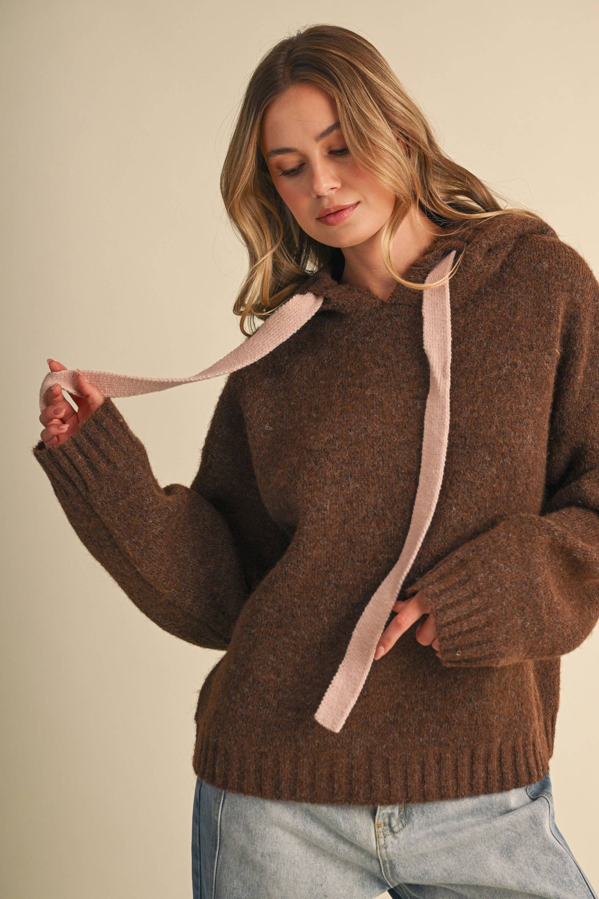 TERRI CONTRAST HOODIE SWEATER