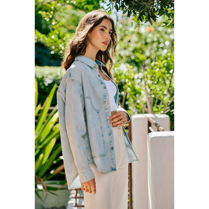 WASHED DENIM BUTTON DOWN