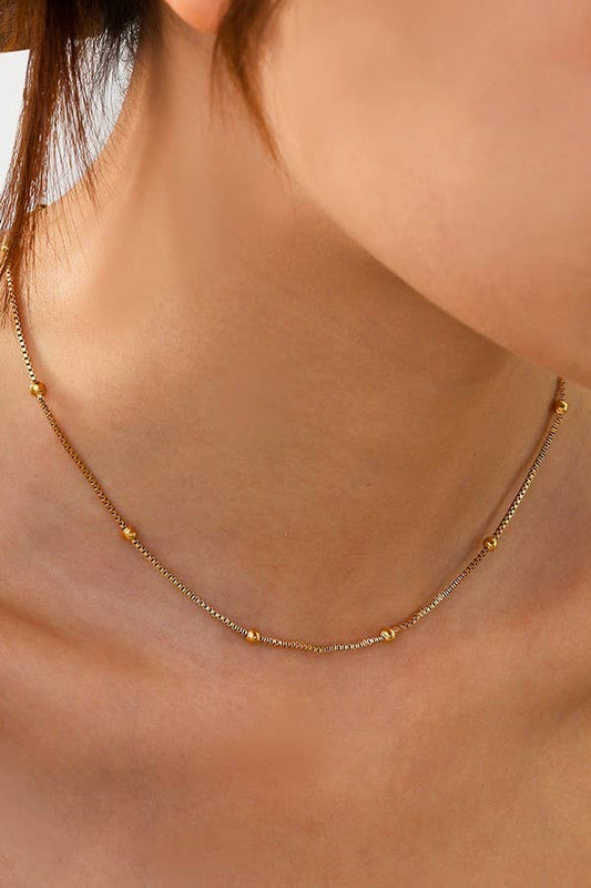 STAINLESS STEEL WATERPROOF TARNISH FREE BALL NECKLACE