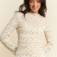 FLORAL PRINT MOCK NECK LONG SLEEVES KNIT TOP