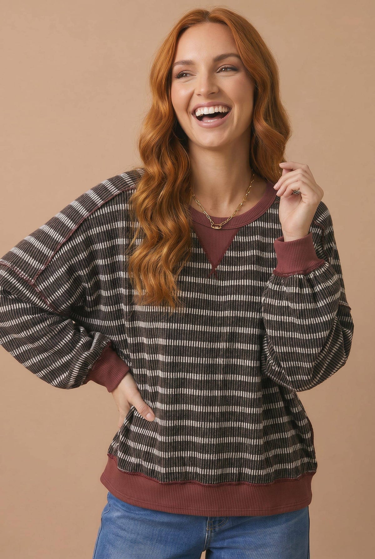 Stripe Oversized Sweatshirt