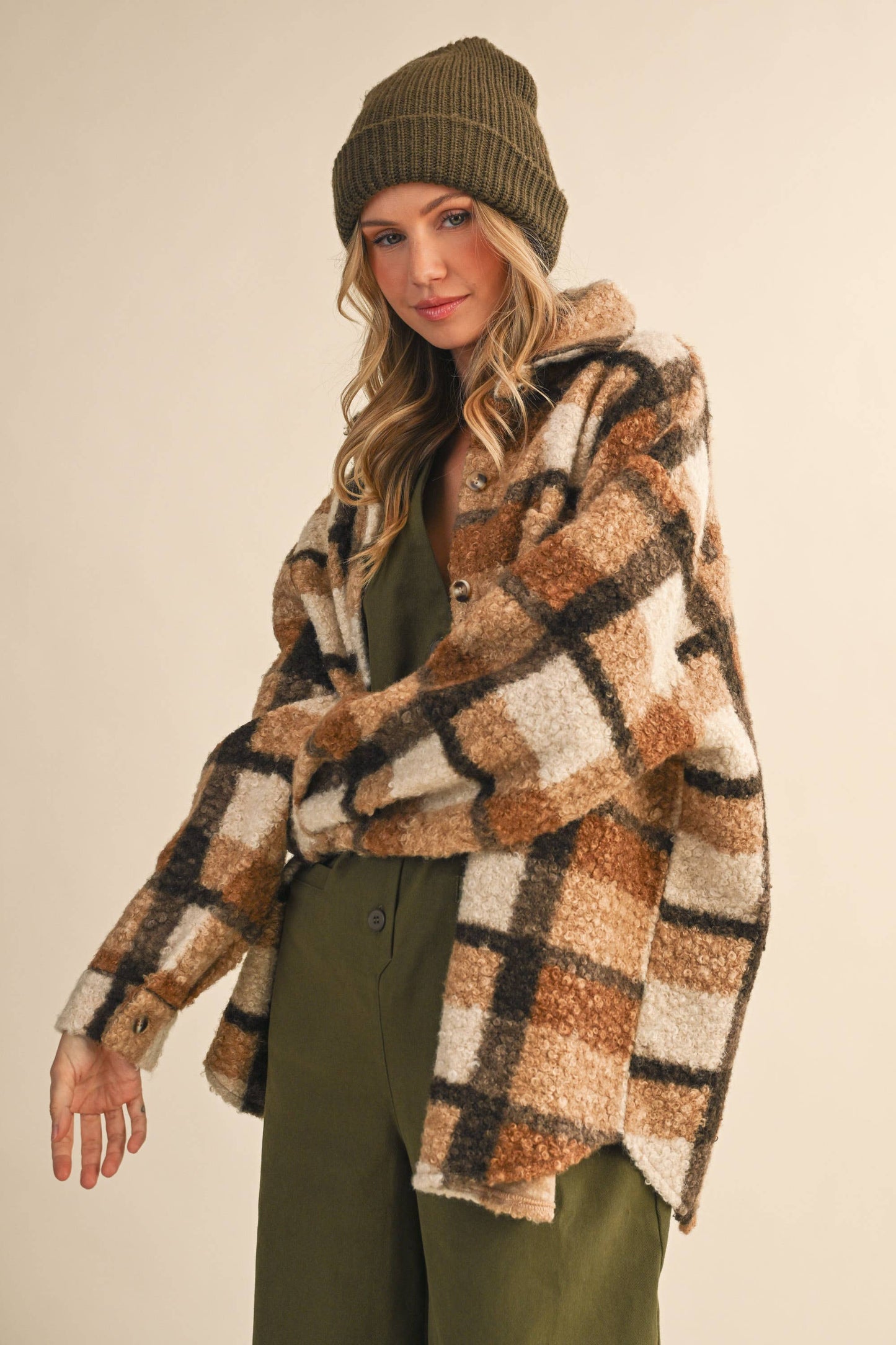 VIVIAN TEDDY PLAID OVERSIZED SHACKET