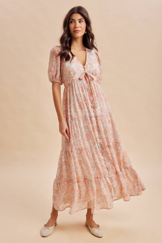 FLORAL BUTTON DOWN MAXI DRESS