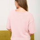 RAW EDGE BOXY SHORT SLEEVE KNIT SWEATER