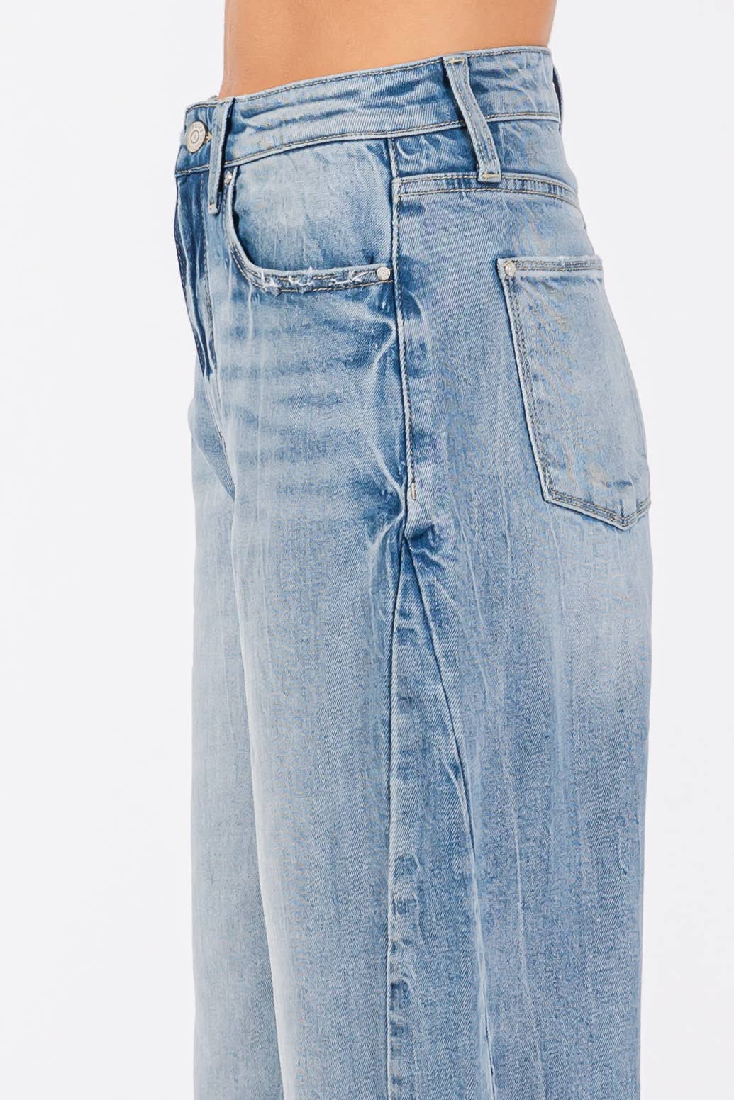 HARPER SIDE SEAM DETAILING HIGH RISE COMFORT BARREL JEANS