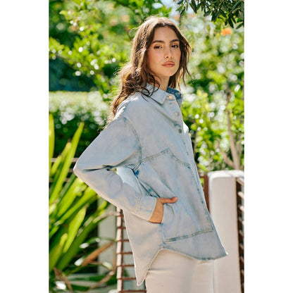 WASHED DENIM BUTTON DOWN