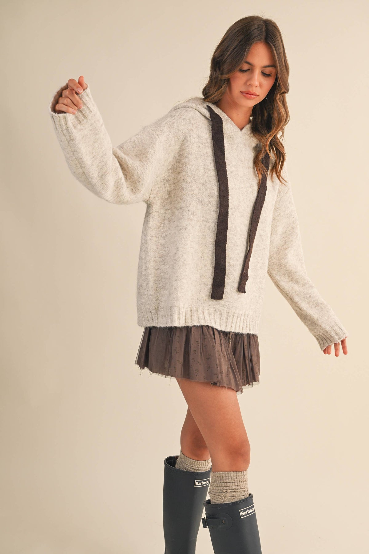 TERRI CONTRAST HOODIE SWEATER