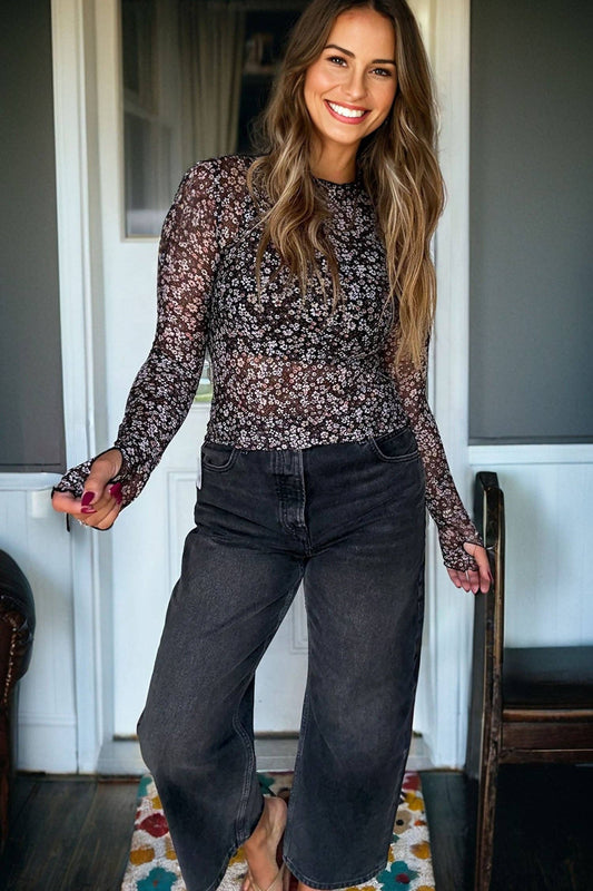 Floral Mesh Long Sleeve