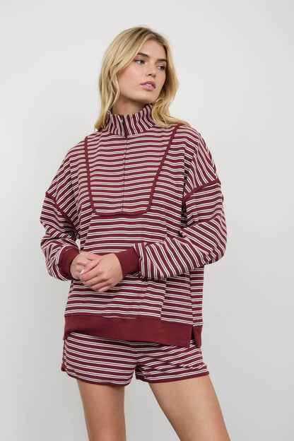 HALF ZIP STRIPE CONTRAST QUARTER ZIP