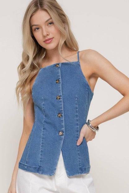 Denim Long Vest Top