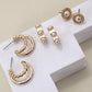 GOLD PEARL HOOP STUD TRIO EARRINGS