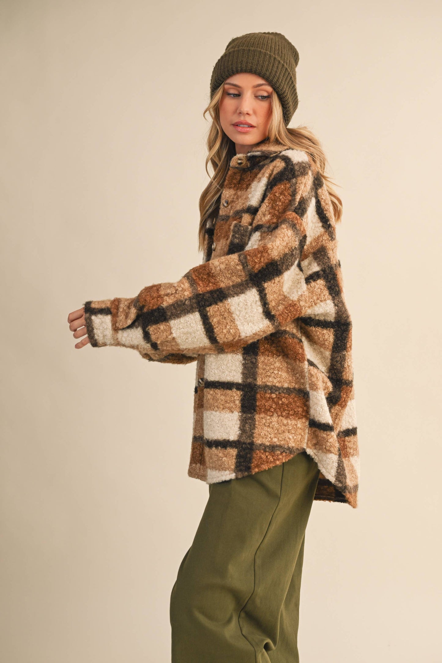 VIVIAN TEDDY PLAID OVERSIZED SHACKET