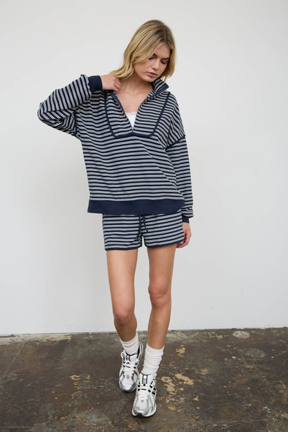 HALF ZIP STRIPE CONTRAST QUARTER ZIP