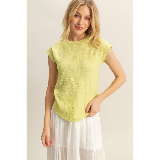 Textured Crew Neck Top