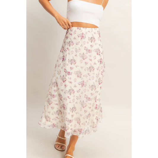 Floral Print Bias Skirt