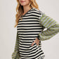 LAUREN STRIPE CONTRAST EXPOSED SEAM LOOSE FIT KNIT PULLOVER