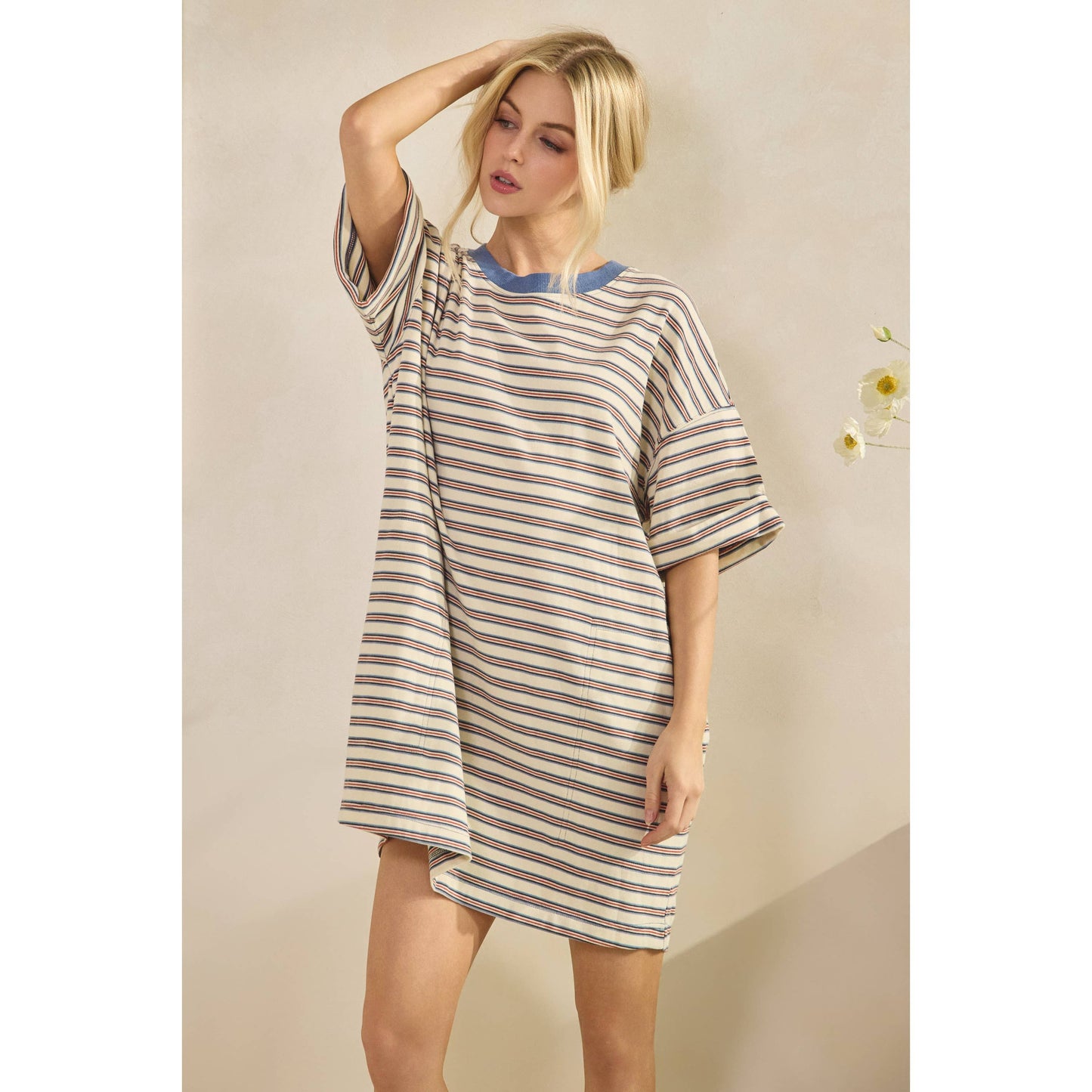 Stripe Knit Pullover Big Top Dress