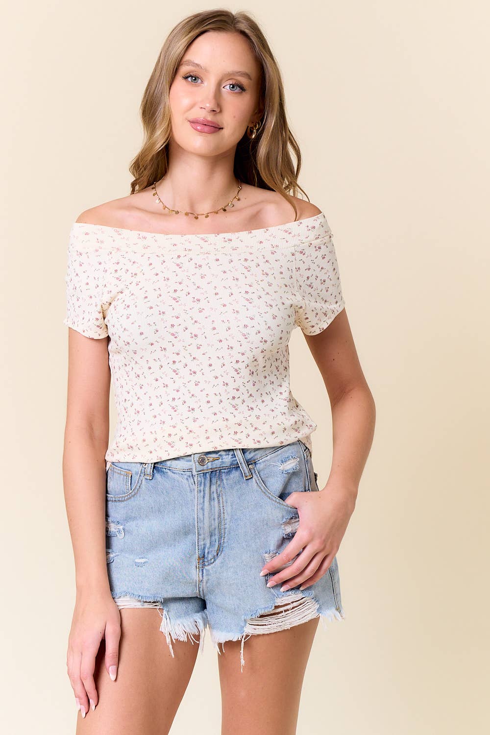 Floral Print Rib Tee