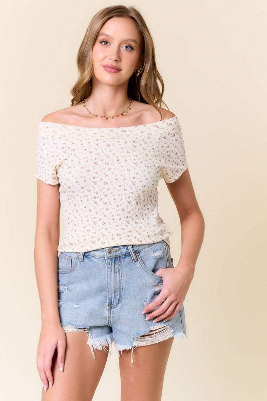 Floral Print Rib Tee