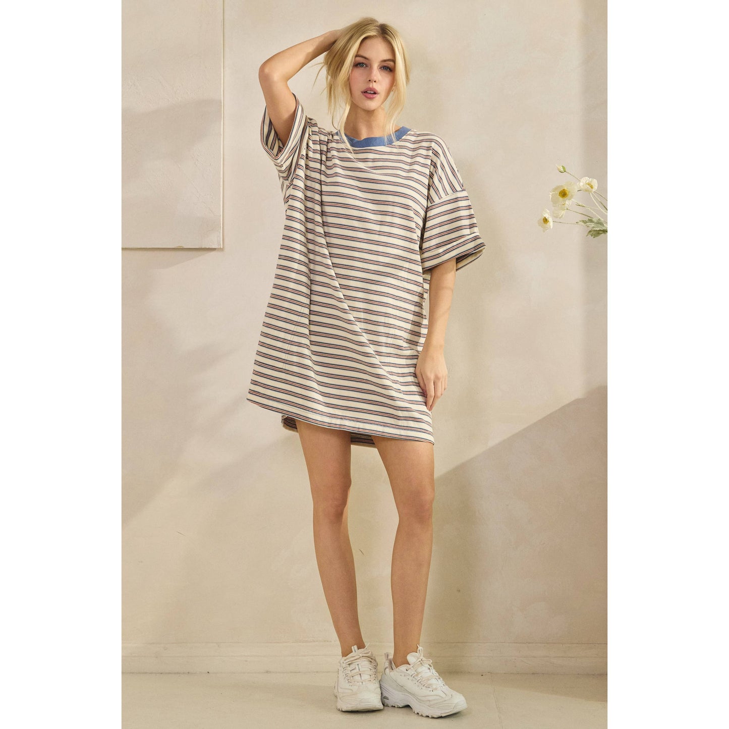 Stripe Knit Pullover Big Top Dress