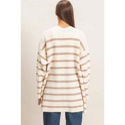 Open Front Stripe Cardigan