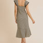 SWEETHEART FRONT TIE WITH LACE TIRM STRIPE DRESS