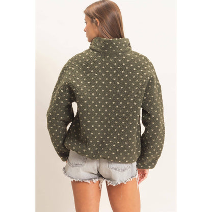 Polka Dot Sherpa Half-Zip Pullover